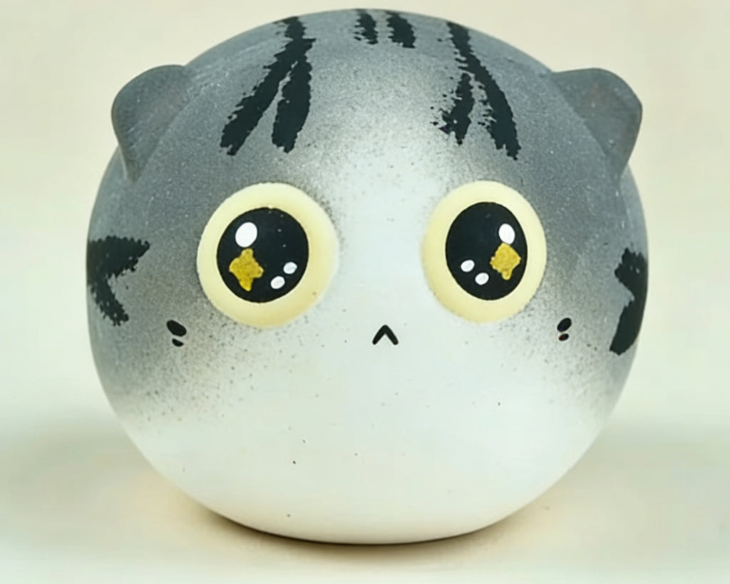 Ornamento artistico in ceramica a forma di gatto di piccole dimensioni