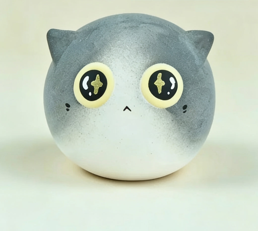 Ornamento artistico in ceramica a forma di gatto di piccole dimensioni