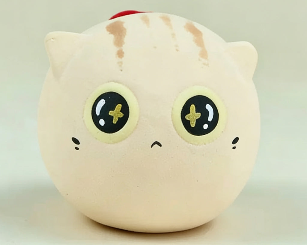 Ornamento artistico in ceramica a forma di gatto di piccole dimensioni