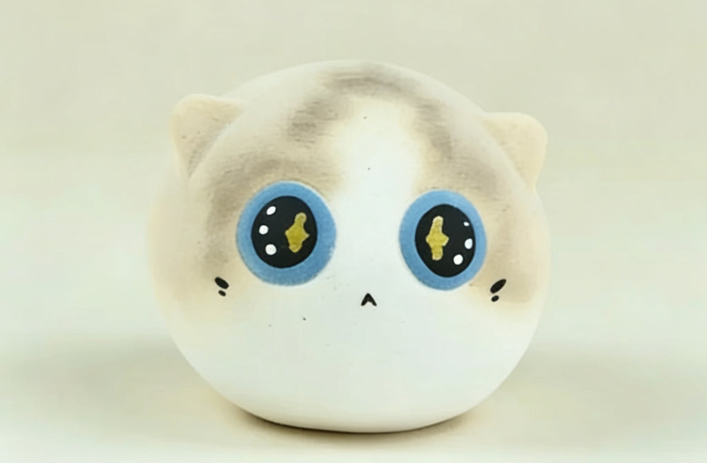 Ornamento artistico in ceramica a forma di gatto di piccole dimensioni